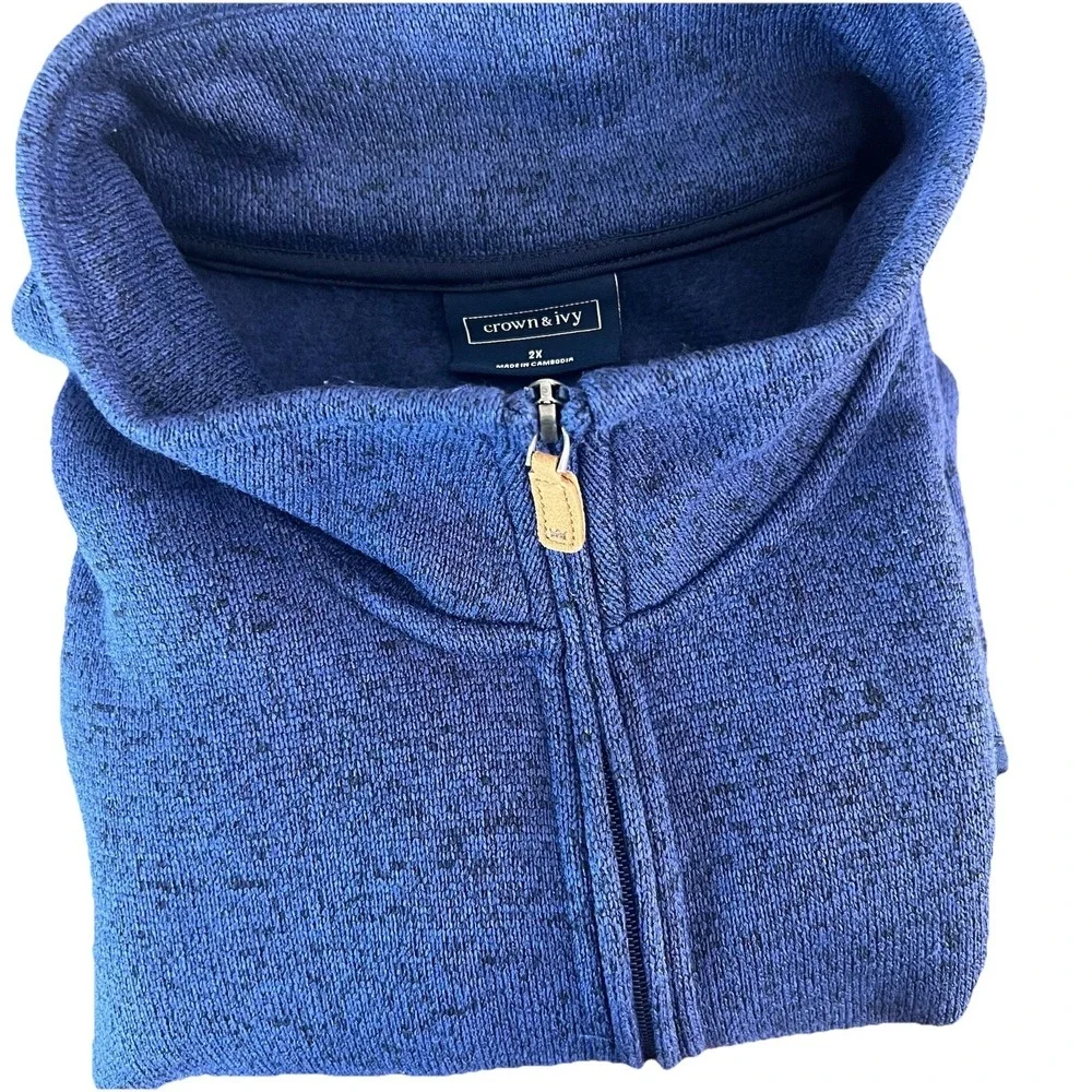 Crown & Ivy Men's 1/4 Zip Sweater‎ Size 2X Blue Black Pullover Layer